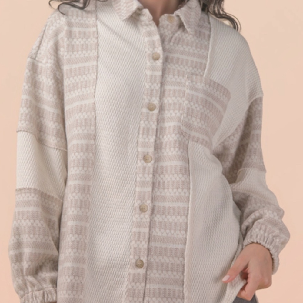 NWT New In cream print  Botton down shirt